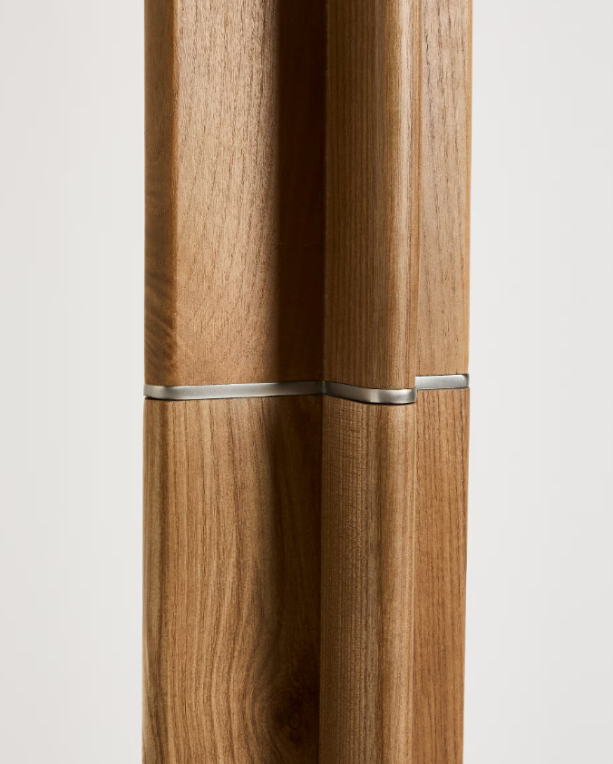 NIANI  Floor lamp in rubber wood with natural finish and ivory-coloured cotton lamp shade