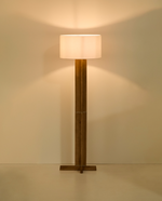 NIANI  Floor lamp in rubber wood with natural finish and ivory-coloured cotton lamp shade
