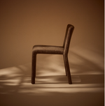 LORIA Stackable chair in chocolate brown chenille FSC 100%