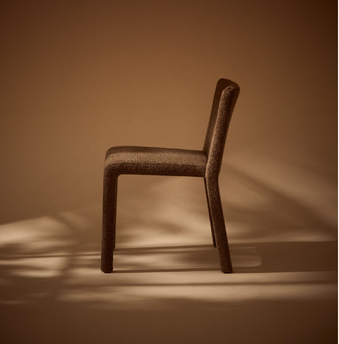 LORIA Stackable chair in chocolate brown chenille FSC 100%