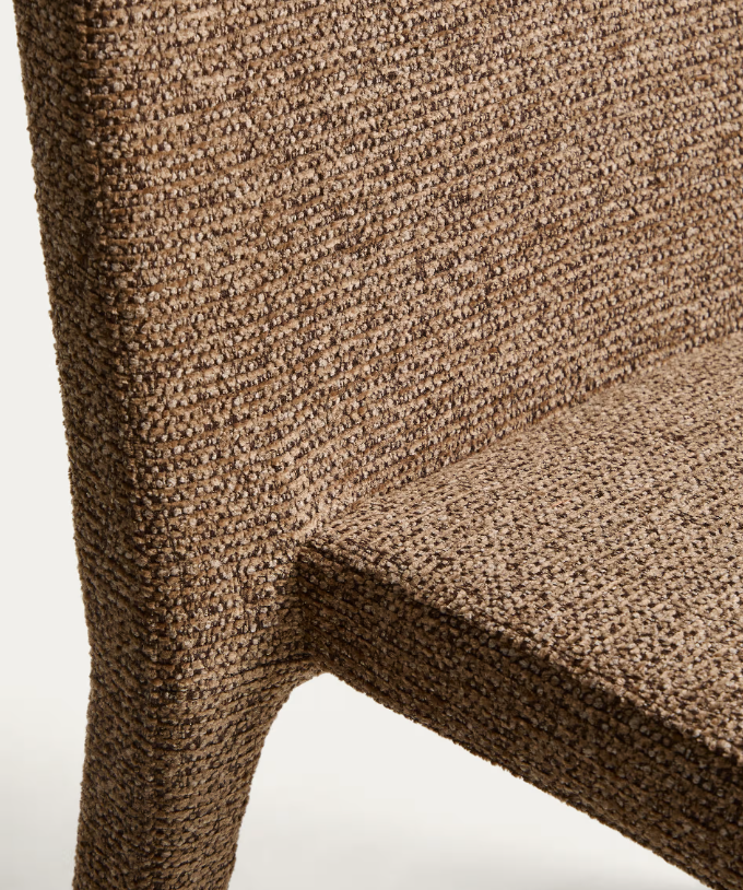 LORIA Stackable chair in chocolate brown chenille FSC 100%