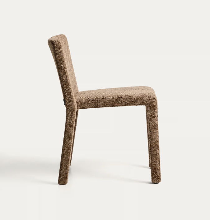 LORIA Stackable chair in chocolate brown chenille FSC 100%