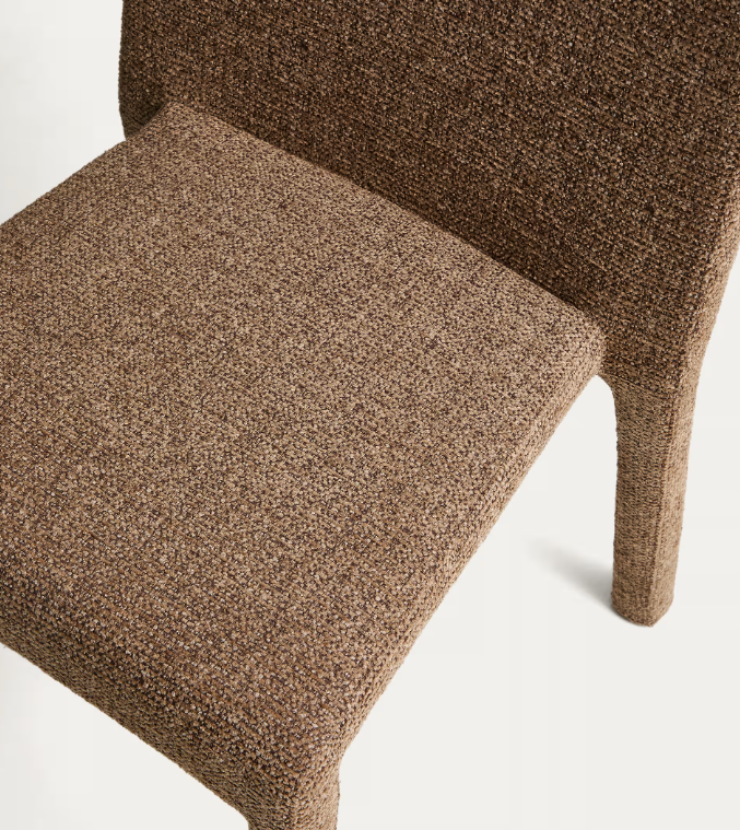LORIA Stackable chair in chocolate brown chenille FSC 100%