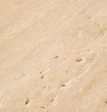 PIRITA coffee table in beige travertine with solid oak wood legs with a natural-coloured finish 147 x 65cm