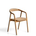 DERILE chair in solid oak wood with natural-tone finish and beige paper rope cord