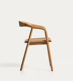 DERILE chair in solid oak wood with natural-tone finish and beige paper rope cord