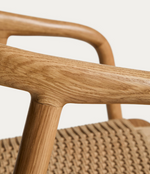DERILE chair in solid oak wood with natural-tone finish and beige paper rope cord