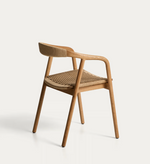 DERILE chair in solid oak wood with natural-tone finish and beige paper rope cord