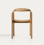DERILE chair in solid oak wood with natural-tone finish and beige paper rope cord