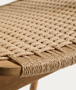 DERILE chair in solid oak wood with natural-tone finish and beige paper rope cord