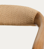 DERILE chair in solid oak wood with natural-tone finish and beige paper rope cord