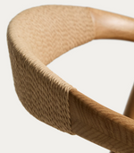 DERILE chair in solid oak wood with natural-tone finish and beige paper rope cord