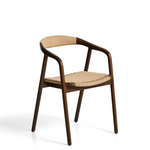 DERILE chair in solid oak wood with walnut finish and beige paper rope cord