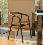 DERILE chair in solid oak wood with walnut finish and beige paper rope cord