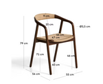 DERILE chair in solid oak wood with walnut finish and beige paper rope cord
