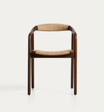 DERILE chair in solid oak wood with walnut finish and beige paper rope cord