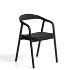 DERILE chair in solid oak wood with black finish and black paper rope cord