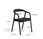 DERILE chair in solid oak wood with black finish and black paper rope cord