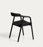 DERILE chair in solid oak wood with black finish and black paper rope cord