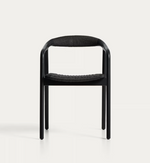 DERILE chair in solid oak wood with black finish and black paper rope cord
