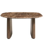 PIRITA Side table in brown marble with solid oak wood legs with a dark finish 71 x 70cm