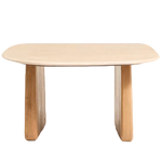 PIRITA Side table in beige travertine with solid oak wood legs with a natural-coloured finish 71 x 70cm FSC 100%