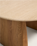 PIRITA Side table in beige travertine with solid oak wood legs with a natural-coloured finish 71 x 70cm FSC 100%