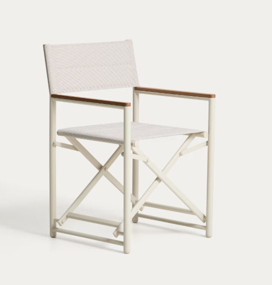TISNO outdoor folding chair in ecru aluminium and ecru texteline