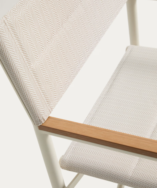 TISNO outdoor folding chair in ecru aluminium and ecru texteline