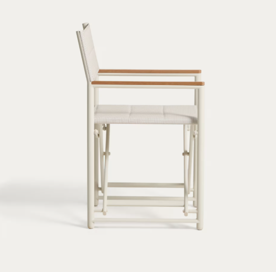 TISNO outdoor folding chair in ecru aluminium and ecru texteline