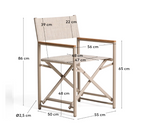 TISNO outdoor folding chair in ecru aluminium and ecru texteline