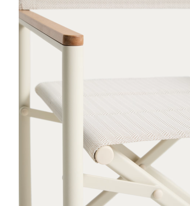 TISNO outdoor folding chair in ecru aluminium and ecru texteline