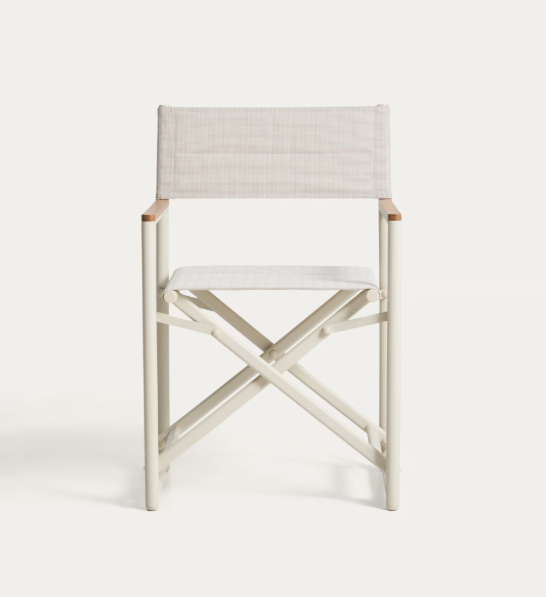TISNO outdoor folding chair in ecru aluminium and ecru texteline