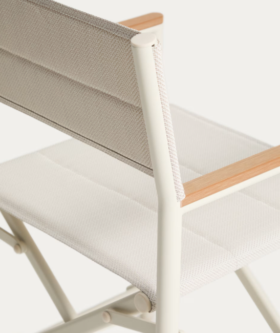 TISNO outdoor folding chair in ecru aluminium and ecru texteline