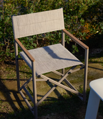 TISNO outdoor folding chair in taupe aluminium and taupe textelin