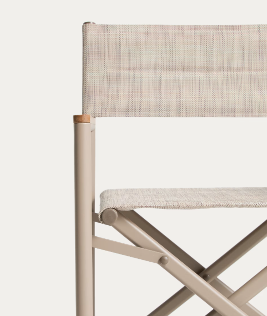TISNO outdoor folding chair in taupe aluminium and taupe textelin