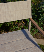 TISNO outdoor folding chair in taupe aluminium and taupe textelin
