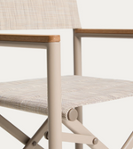 TISNO outdoor folding chair in taupe aluminium and taupe textelin