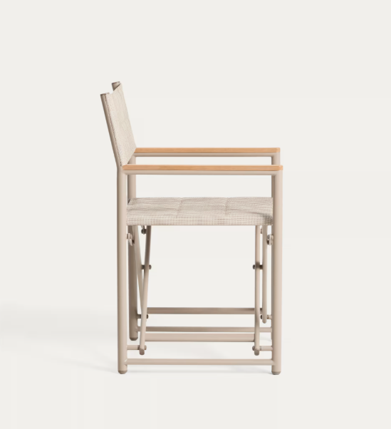 TISNO outdoor folding chair in taupe aluminium and taupe textelin