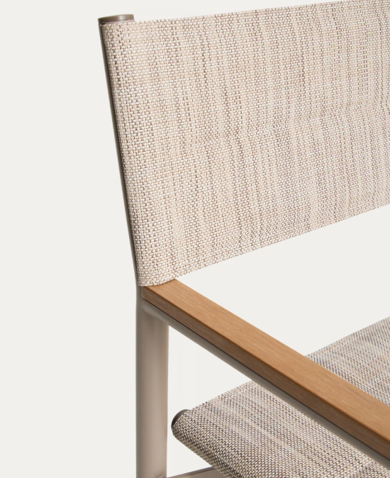 TISNO outdoor folding chair in taupe aluminium and taupe textelin