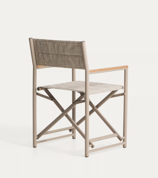 TISNO outdoor folding chair in taupe aluminium and taupe textelin