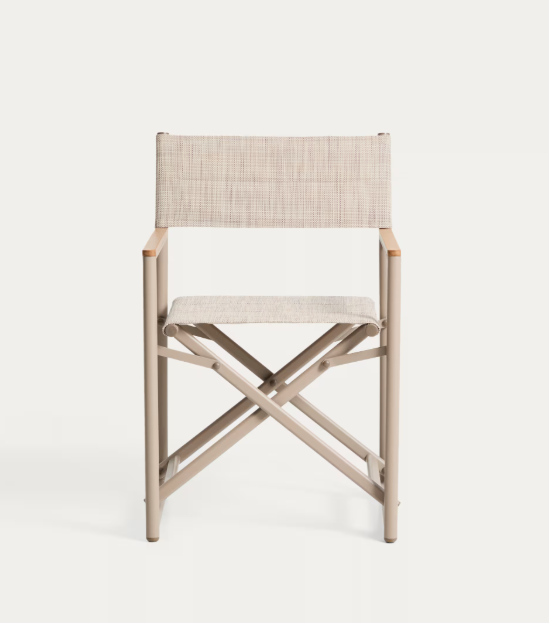 TISNO outdoor folding chair in taupe aluminium and taupe textelin