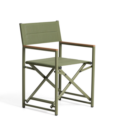 TISNO outdoor folding chair in taupe aluminium and green textelin