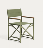 TISNO outdoor folding chair in taupe aluminium and green textelin