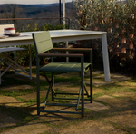 TISNO outdoor folding chair in taupe aluminium and green textelin