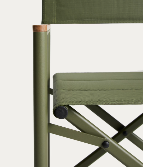 TISNO outdoor folding chair in taupe aluminium and green textelin