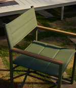 TISNO outdoor folding chair in taupe aluminium and green textelin