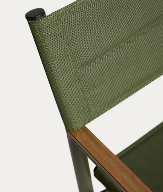 TISNO outdoor folding chair in taupe aluminium and green textelin