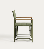 TISNO outdoor folding chair in taupe aluminium and green textelin