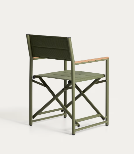 TISNO outdoor folding chair in taupe aluminium and green textelin
